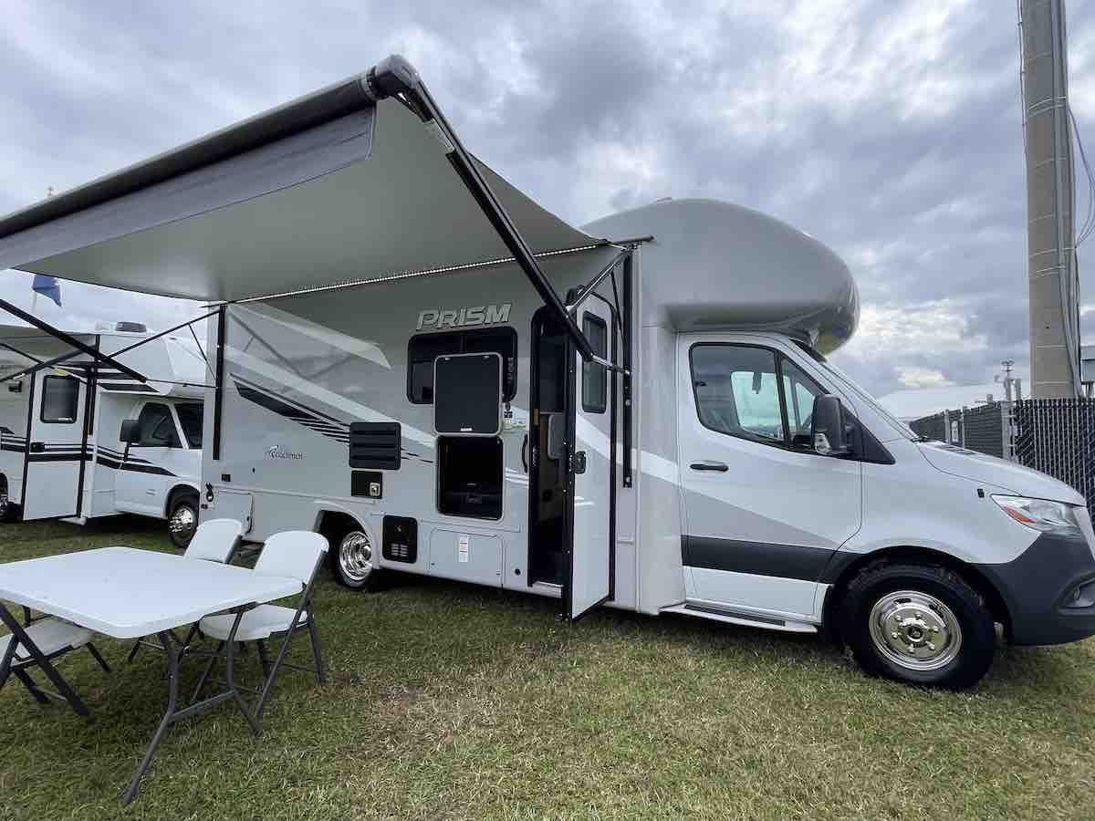 Class B+ motorhome with awning to hang out outside